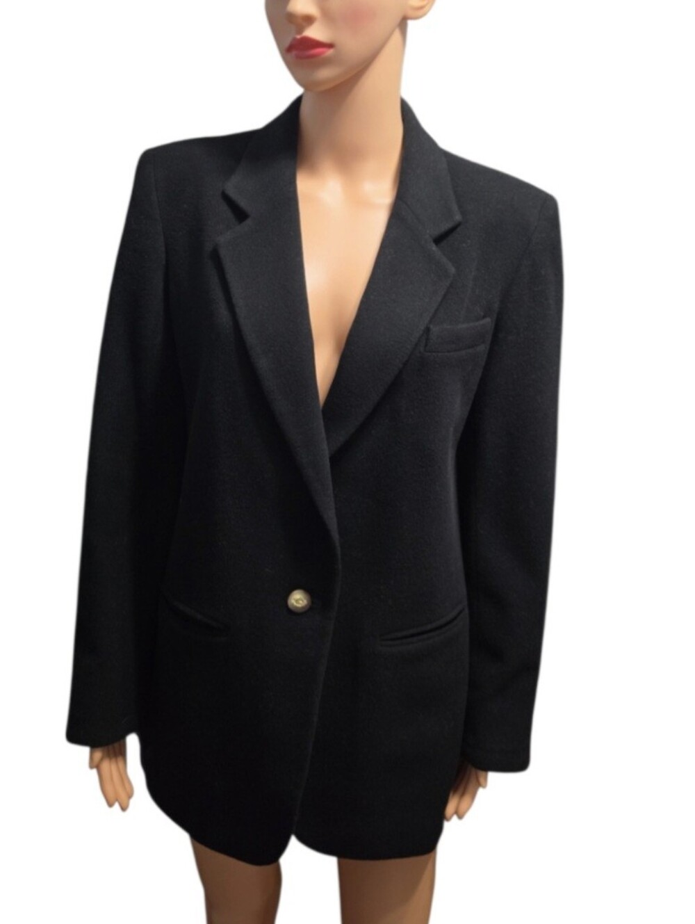Talbots Wool/Casmere Blend Vintage Classic Black Single-Button Minimalist Blazer